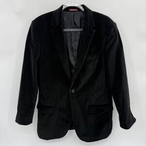 SAMUEL WINDSOR Mens Velvet Single Button Blazer Size 38S Black Regency Jacket